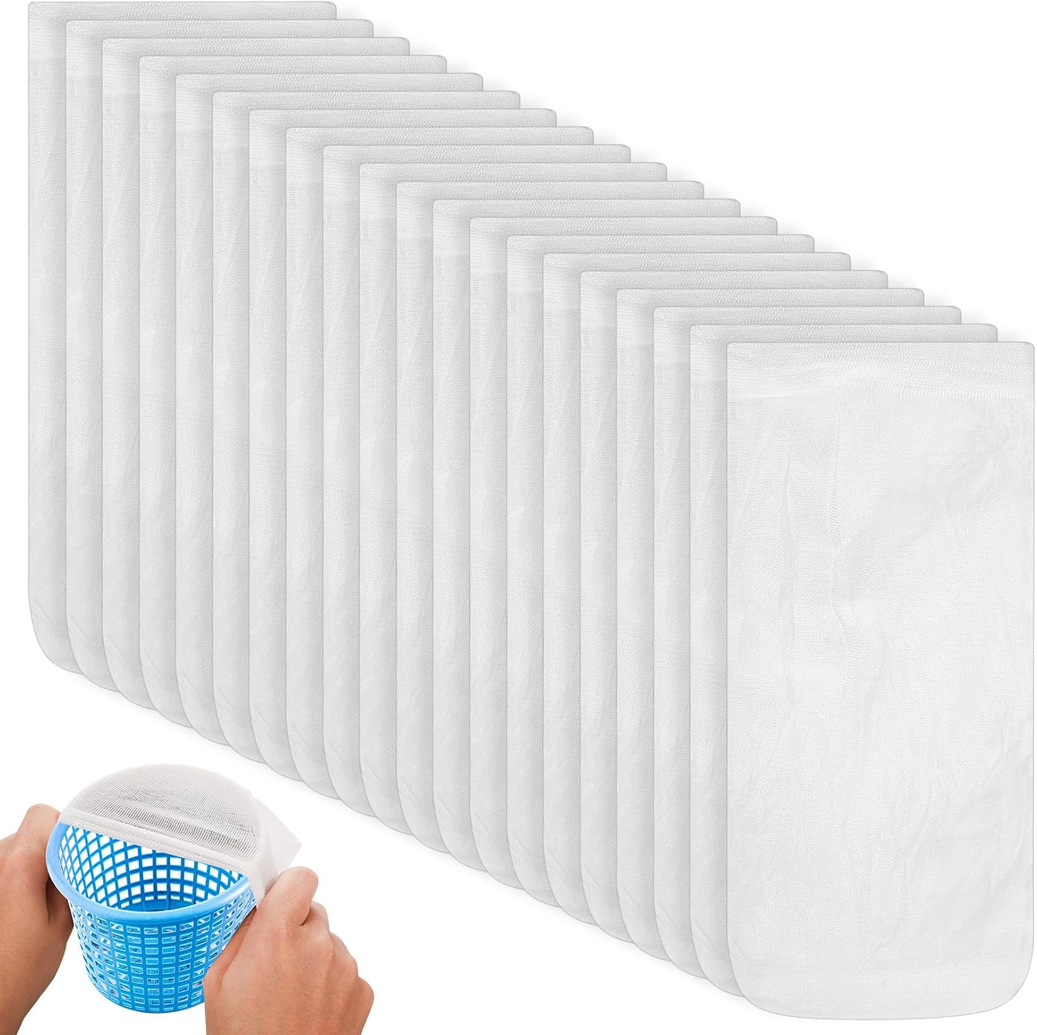 Ewwtrey 20 PcsCalcetines Skimmer Piscina, Calcetines de Nailon para Piscinas, Calcetines de Malla Fina para Piscinas enterradas y elevadas, para Limpiar residuos y Hojas (Blanco)