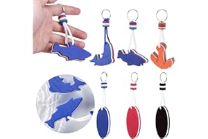 Forreen Floating Keyring, 6 Pieces Floating Keychain Portable Oval Dolphin Shark Anchor Shaped EVA Foam Lightweight Floating Key Chain for Surfing Swimming Diving Fishing Sailing