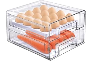 ‎MDHAND MDHAND Kühlschrank Aufbewahrungsbox, Eierbehälter für Kühlschrank, Große Kapazität Lebensmittelbehälter, Kann zur Kühlschranklagerung, Eierhalter für bis zu 16 Eier （Doppelte Aufbewahrungsbox）