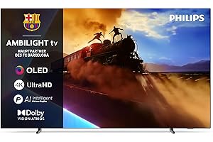 Philips Ambilight 55OLED760 4K OLED Smart TV - 55 Zoll Display mit P5 AI Perfect Picture Engine Ultra HD, Titan OS, Dolby Vision und Atmos Sound - Funktioniert mit Alexa und Google Sprachassistent