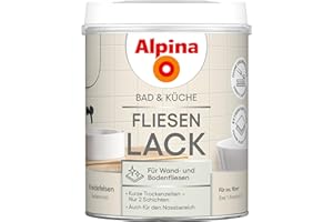 Alpina Bad & Küche Fliesen-Lack Kreidefelsen – seidenmatter Fliesenlack für Wandfliesen im Innenbereich, feuchtraumgeeignet & streichfertig, ideal für Badezimmer, Küche & WC – 0,75 L