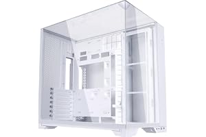 Lian Li O11 Vision Compact Gaming PC Case ATX White - Midi Tower PC case with tempered glass, graphics cards up to 408mm, up to 360mm radiators, White PC Case steel, aluminum, tempered glass