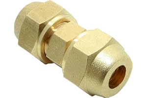 AONELAS Klimaanlage Split Verbindungsnippel Set 3/8 Zoll inkl Muttern Messing f. Kupferrohr