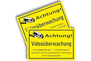 BERPAHOME Video Surveillance Sign (30 x 20 cm, 3 mm Plastic) - Sign Video Surveillance Private Property - Attention Video Surveillance Sign - Warning Signs and Information Signs Pack of 2