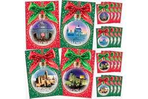 ENDLESS LATITUDE Tarjetón ESENCIA NAVIDAD: Tarjetas postales navideñas originales de Madrid y Segovia (ESPAÑA) para felicitación y decoración de árbol con bolas de cristal. (Tamaño Jumbo: 17x12cm) (16 tarjetas).