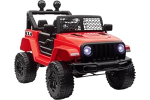HOMCOM Kids Electric Ride On Car 12V Off Road Toy with Parental Remote Control 2 Motors Horn Lights Suspension Wheels for 3-6 Years Old Red