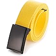 Cut To Fit Canvas Web Belt Size Up to 52" with Flip-Top Solid Black Military Buckle (16 Color and Combo Pack Options)
