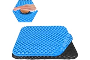 TONINT TOEVE Large Gel Seat Cushion For Long Sitting With Non-Slip Covers,Soft & Breathable For Chair,Gaming,Car,Office,Desk Chair and Wheelchair,Office Pads (45 x 45cm-Grey) (40 x 35 x 2.5 cm-Blue)