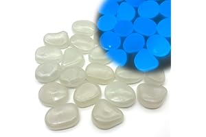 DHER 20 Stück Große Leuchtende Steine, Leuchtet im Dunkeln kieselsteine Bunte Leuchtende Steine Bunte Garten Aquarium Leuchtende Kieselsteine, 4.5 CM Harz Leuchtende Steine (Weiße)