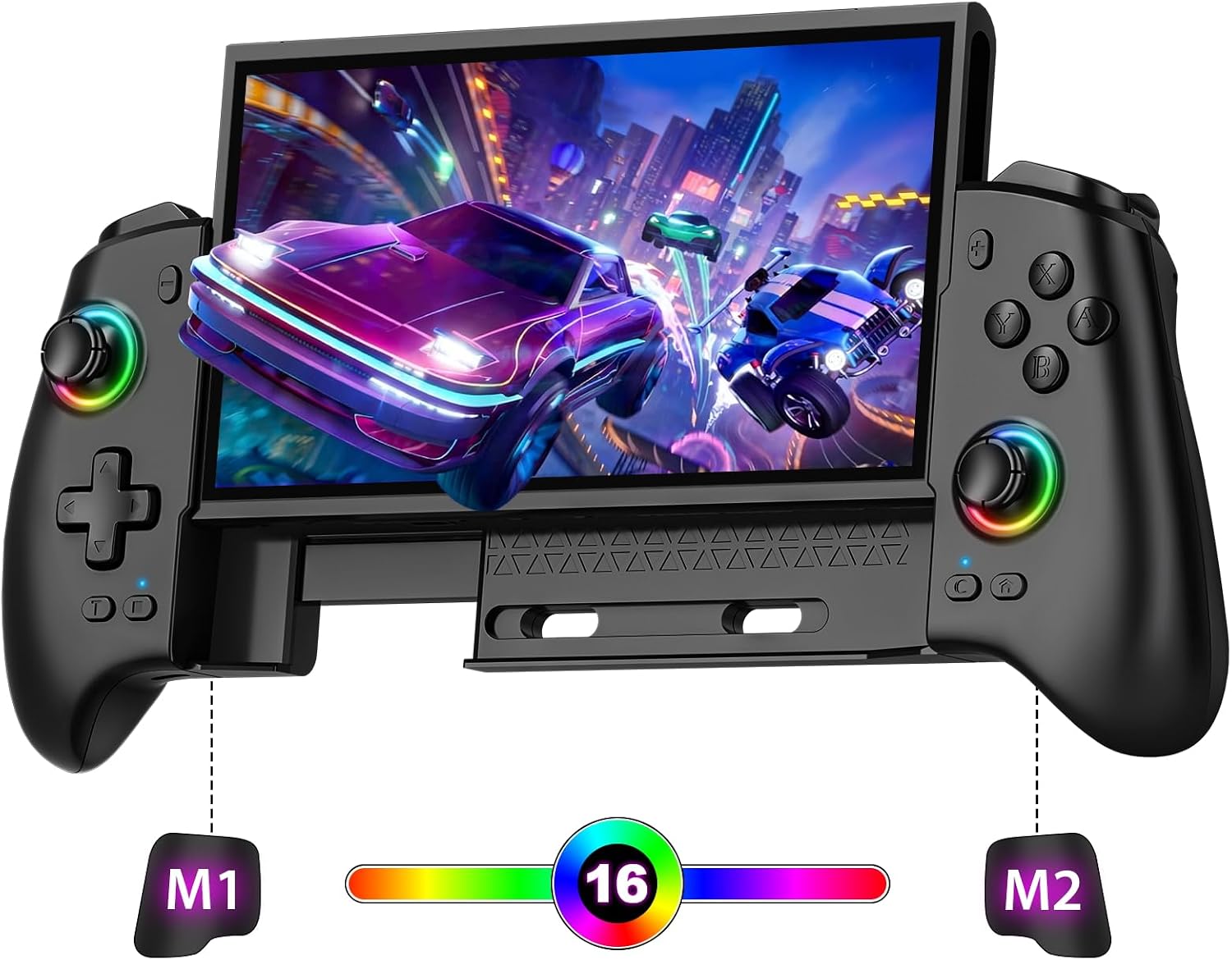 ZRZLMVP Controlador inalámbrico Switch Pro para Switch 2/Switch 1/Switch OLED, controlador de juegos de PC elástico con 16 luces RGB, joysticks Hall Effekt, barra de programación, despertador, turbo