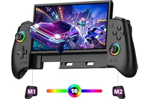 ZRZLMVP Controlador inalámbrico Switch Pro para Switch 2/Switch 1/Switch OLED, controlador de juegos de PC elástico con 16 luces RGB, joysticks Hall Effekt, barra de programación, despertador, turbo