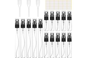 MELLIEX 15pcs Vaporisateur Parfum Vide Rechargeable Mini Bouteille Spray Verre pour Échantillon de Parfums, Vaporisateurs Cosmétiques,(3ml,5ml,10ml) Noir