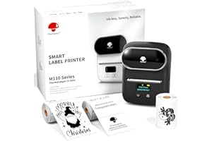 Phomemo M110 Étiqueteuse Bluetooth, étiqueteuse Bluetooth Portable,imprimante d'étiquettes Thermique avec 3 Rouleaux d'étiquettes,pour Magasin de détail,Bureau,Commerce-Noir