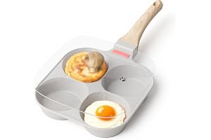 4 Cup Egg Pan with Lid, Nonstick Premium Egg Pan, Healthy Egg Frying Pan for Breakfast, Sandwich, Hamburger, Pancake, Granite Skillet Omelette Pan, Suitable for Gas Stove & Induction Cookware