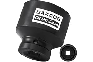 DAKCOS 1/2" Drive 36mm Socket 12 Ponit Impact Wrench Socket Drive Shaft Tool Power Socket, CR-MO Socket