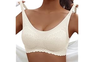 LKRSEEF Damen Komfort BH Ohne Bügel Push Up Nahtlos Sport BH Gepolstert Spitzen Bra Weich Seamless Stretch Bustier Mittel Halt Bügelloser Schlaf BH Klassische Top für Alltag Yoga Damen