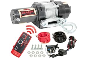 ‎DRAGON WINCH Dragon Winch Elektrische Seilwinde Highlander I 12V I 4500 lbs (2041 kg), mit Stahlseil 15m für Off-road Quads, ATV, UTV | Wasser- und Sandfest einschließlich kabelloser Fernbedienung + Winde Zubehör