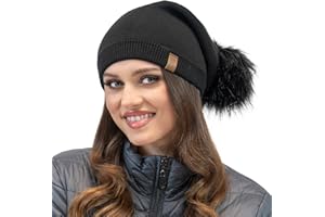 Vivisence Invernalo Elegante Caldo Cappello Filato con Grande Pom-Pom Senza Fodera con Parte Posteriore Allungata Cucita Perfetto per Le Fredde Giornate Invernali