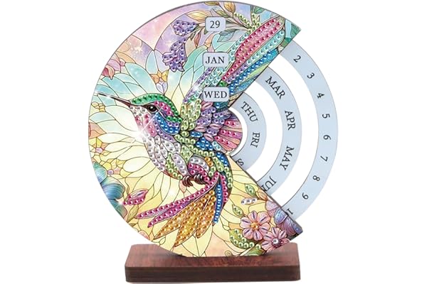 JISHSHAY Diamond Painting Calendrier Colibri Peinture Diamant Painting Diamond Art Calendrier Perpetuel Oiseaux Broderie Diamant Calendar Bricolage Décoration de Table Puzzle Ornement de Bureau