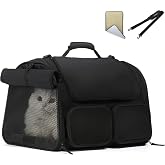 FUKUMARU Dog Cat Carrier, Airline Approved, Breathable Pet Carrier Bag, Travel Carrier for Pets up to 22 kg, Black