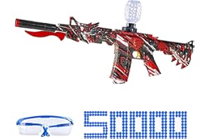 AZJ Gel Blaster Gun Toy for Kids - Premium Quality with New Manual & Automatic Fire - Play on Rechargeable Battery with & Googles - 7-8 mm Luminous Balls (Rifles, M416 Red Knife)