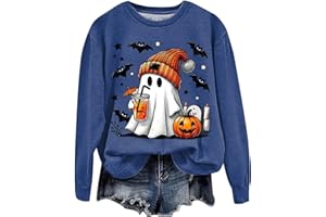 NerYuo Halloween Sweatshirt Femme Col Rond Sweatshirt Graphique Imprimé Halloween Pull à Manches Longues Casual Vêtements Chemisier Tops Sport Hauts Sweatshirts Automne Hiver