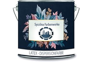Sycolina Farbenwerke Latexfarbe Bunt Dispersionsfarbe strapazierfähige Wandfarbe in vielen hochwertigen Farben (1 l, Dunkel Blau)