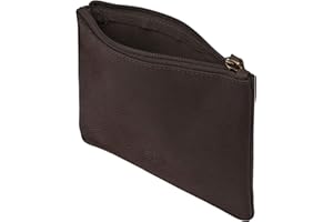 Wildery® Banktasche zur Geld Aufbewahrung I Dokumententasche A5 in Echt Leder I Geldtransporttasche mit Reißverschluss I Schminktasche klein /#WI708 Beige (Dunkelbraun, L)
