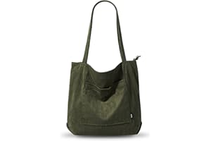 KALIDI FANCY FOREST KALIDI Sac fourre-tout imperméable pour femme - Sac cabas en velours côtelé avec fermeture zippée, poches, compartiments - Sac à bandoulière de grande capacité pour école, travail, shopping