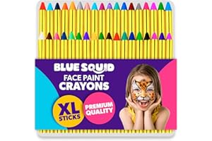 Blue Squid Face Paint Crayons for Kids - 36pcs XL Non-Toxic, Washable Body Paint Crayons - Our Face Painting Kit Makeup Sticks are Easy to Use, Safe for Sensitive Skin and Perfect for a Kids Party