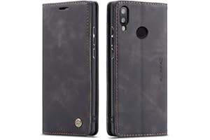 Ququcheng123 Funda Compatible con Huawei P20 Lite,Funda Libro con Tapa de Cuero Carcasa Protectora con Soporte Plegable cartucheras-Negro