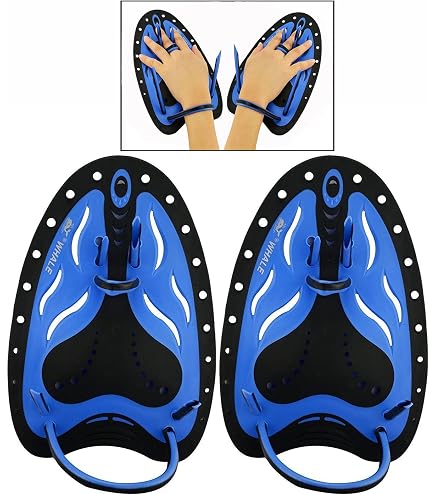 Palettes De Natation Main - Ergonomiques, Réglables - Pour Entraînement Et Résistance Dans L'eau - Taille Unique - Bleu - 2