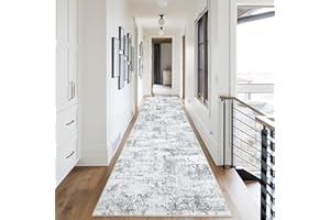 Cekene Carpet Runners for Hallways Non-slip Grey 80x300cm Extra long Hallway Runner Rug Machine Washable Boho kitchen Rugs Low Profile Floor Carpet for Entryway Front Door