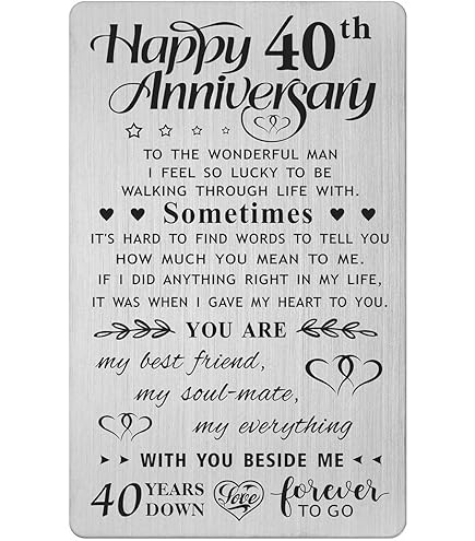 WHITE COTTON CARDS "On Our Ruby Aniversario De Boda, Diseño De 40 Aniversario Tarjeta Grande, Color