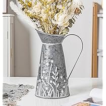 Happyyyami Vaso In Metallo Zincato Rustico A Forma Di Cuore – Secchio In Stile Country Per Fiori Secchi E Decorazioni