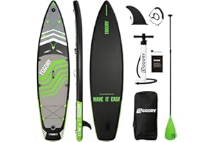 EGGORY Tabla de Remo Inflable, Tabla de Surf de Remo Extra Ancha, Tabla de Surf con Aleta extraíble, Remo Flotante, Bomba de Mano, Bolsa Impermeable, Tabla de Viaje
