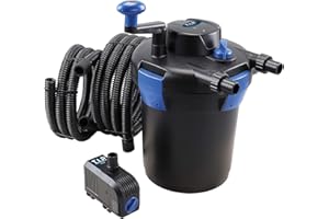 T.I.P. TFP 5000 UV 9 Kit de Filtration Sous Pression pour Bassins 25 Watts Débit 1500 l/h Volume d''Étang 5000 l Fonction de Rétrolavage avec 3 Éponges Filtrantes et Lampe UV-C Couleur Bleu Noir