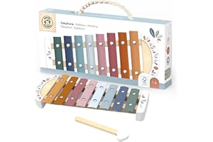 Speedy Monkey Wooden Xylophone with Metallic Keys - 8 Tuned Bars and Wooden Mallet | Safe with Non-Toxic Paint