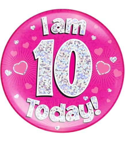 OAKTREE UK Jumbo Birthday Badge – "I Am 5 Today" Blue Holographic Cracked Ice Design, 6 Inches