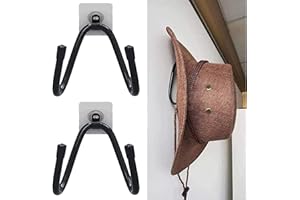 AUXPhome Universal Cowboy Hat Rack - Hat Holder & Organizer - Adhesive Metal Hooks - 2 Pack - Wall Mount for Storage & Display