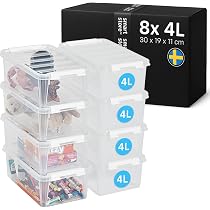 2friends Aufbewahrungsbox 60 Liter 2er Set - Stapelbare Plastikbox Mit Deckel & Rollen, Transparent, Für Garage, Keller Oder Kinderzimmer
