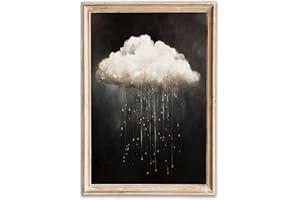 SHEWANT ART Modern Abstract Canvas Prints Wall Art Vintage Rain Cloud Oil Painting Wall Art White Clouds in the Sky Nature Abstract Minimalist Home Decor Bedroom Decor