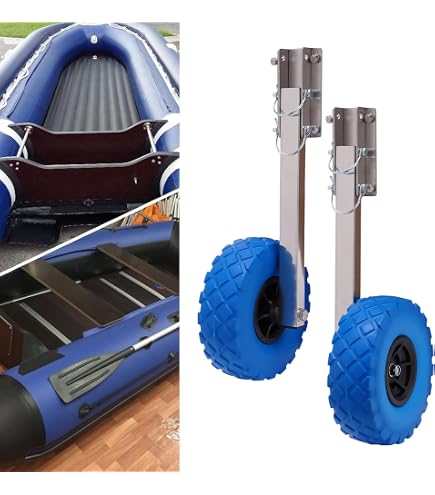 Roues Arrière Pliantes Pour Bateau Pneumatique - Charge 150 Kg, Acier Inoxydable, Facile à Monter - Diamètre 25 Cm