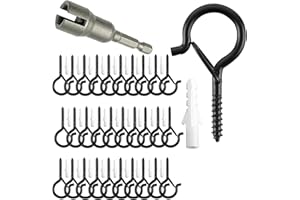 TAIHUIMY 30 Pack Q-Hanger Hooks for Outdoor String Lights, Eye Hooks Screw Christmas Rope Clips, Wall Cabinet Ceiling for Light Plants Wind Chimes, Include Wing Nut Driver