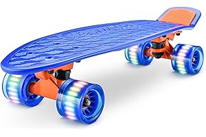 Hurtle Skateboard, Monopatin, Mini Crucero, Tabla, Plataforma de 6”, Ruedas PU con luz LED, Niños, Niñas, Adolescentes