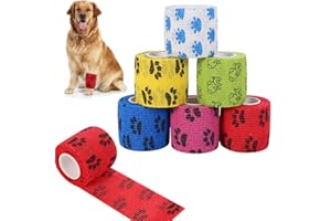 Heyu-Lotus 6 rollos de cinta adhesiva para veterinarios, venda cohesiva no tejida, elástica, transpirable, para animales de mascota, 5 cm x 4,5 m