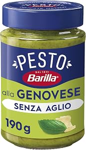 Barilla Pesto alla Genovese senza Aglio con Basilico Fresco Italiano e Parmigiano Reggiano DOP 190 g