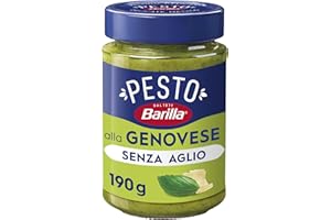 ‎BARILLA Barilla Pesto alla Genovese ohne Knoblauch 1x190g | Glutenfreie Italienische Pasta-Sauce mit 100% italienischem Basilikum und Parmigiano Reggiano, ohne Knoblauch, Nudel-Soße, grünes Pesto Verde