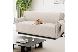 H.Versailtex Sofa Covers 3 Seater, 100% Waterproof Couch Covers with Side Pocket, Non Slip Sofa Slipcoevrs for Dogs Pets, Washable Sofa Protector with Elastic Strap, Frenchoak