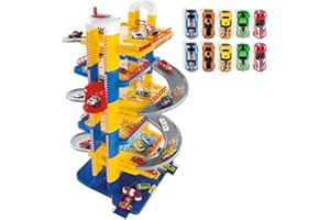 M MOLTO MOLTO | 6 Stockwerke Parkhaus für Kinder mit Garage, Rampen, Leinen, Aufzug, Tankstelle und Bohrung | Beinhaltet 10 Autos | Kinderspielzeug | + 3 Jahre
